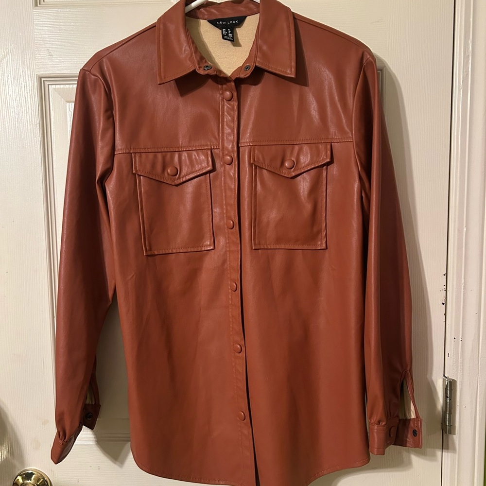 ASOS Tan / Camel Faux Leather Shacket. Size US 4